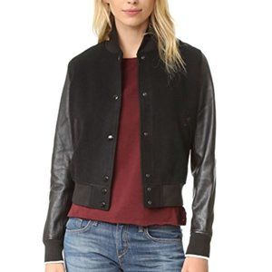 Rag and Bone Camden contrast leather bomber jacket